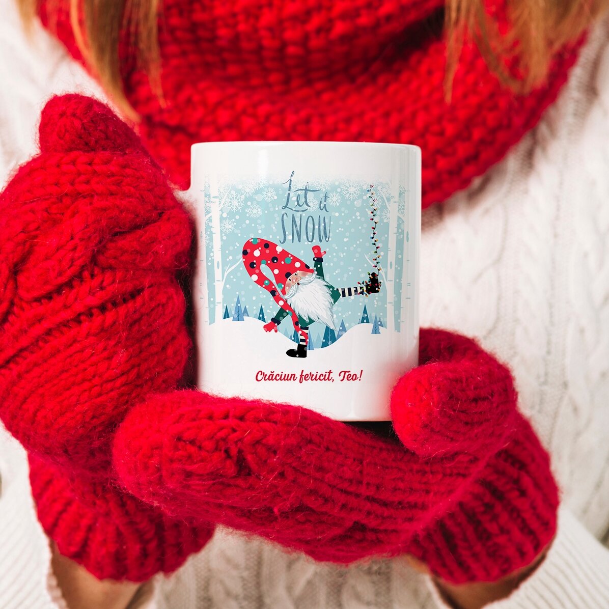 Personalisierte Tasse mit Aufdruck – Let it snow