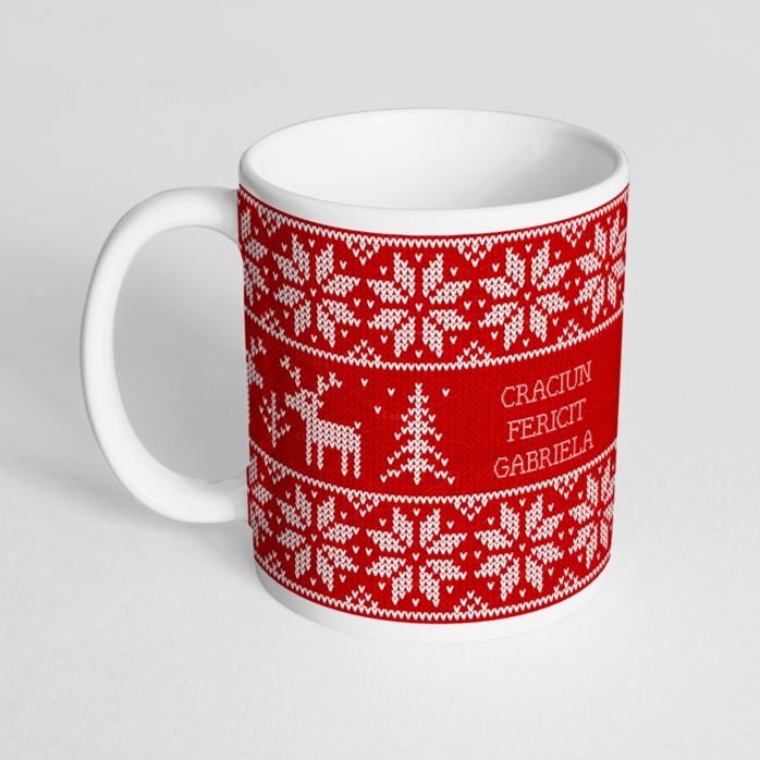 Personalisierte Tasse mit Text – Weihnachtsmotiv