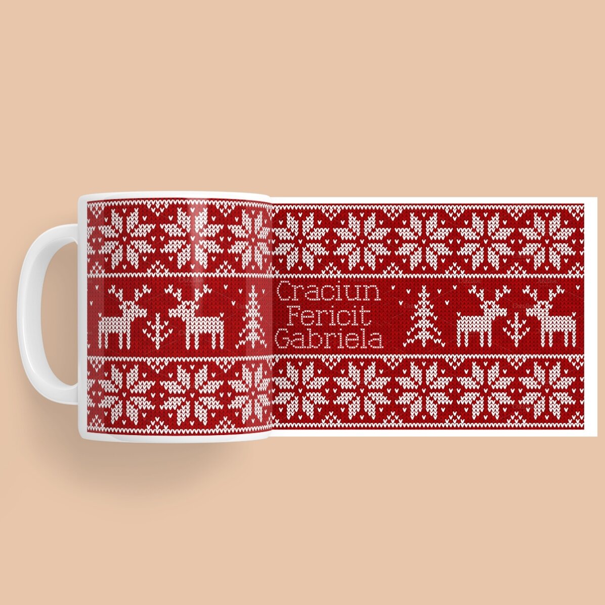 Personalisierte Tasse mit Text – Weihnachtsmotiv