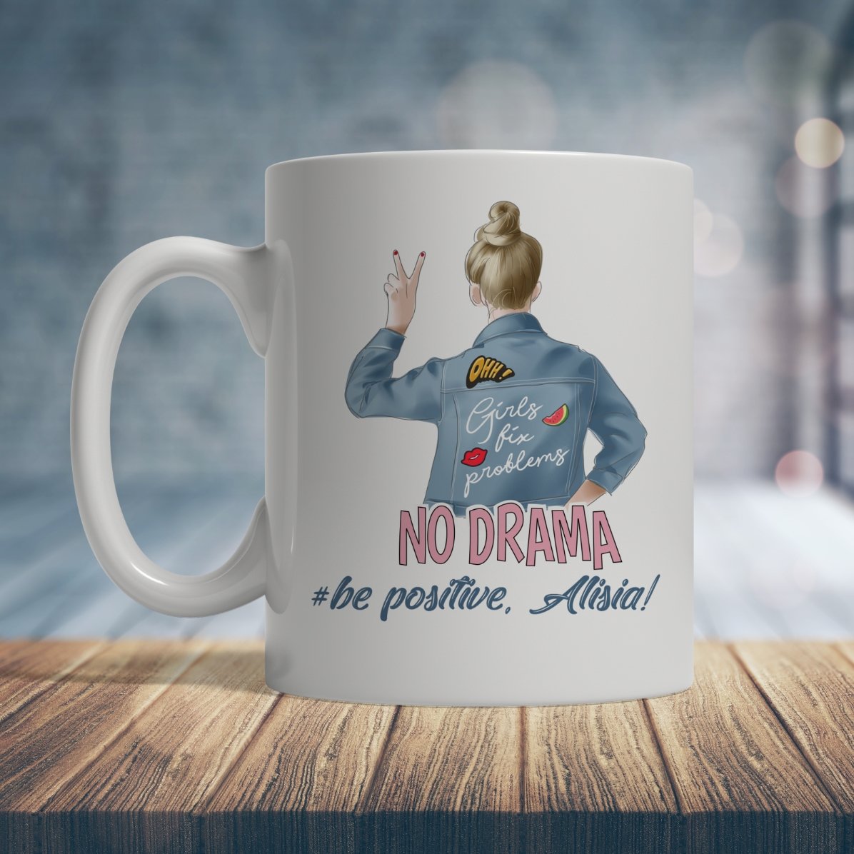 Personalisierte Tasse mit Aufdruck – No drama