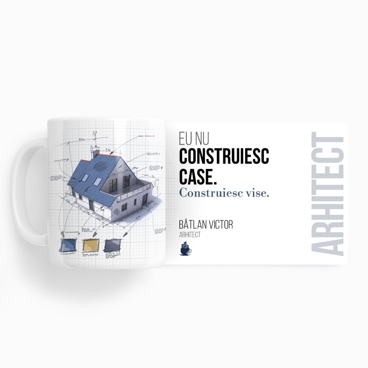 Personalisierte Tasse mit Text für Architekten