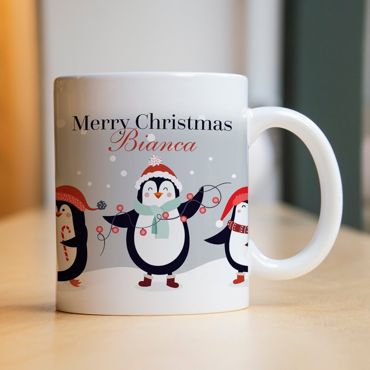 Personalised mug with text - Penguins