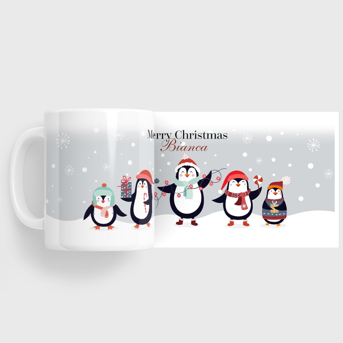Personalised mug with text - Penguins