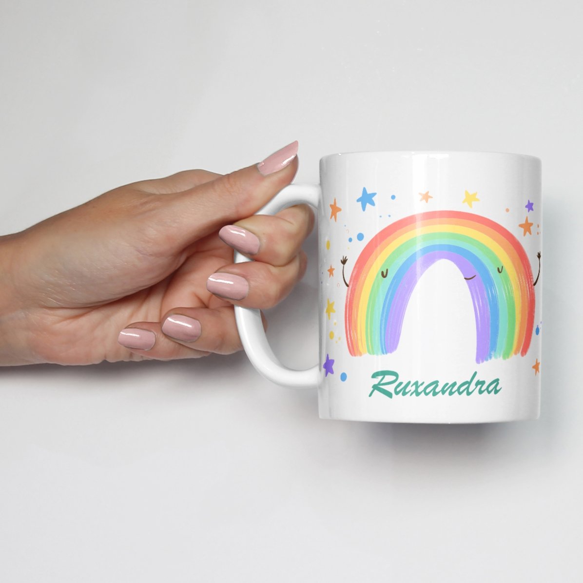 Personalisierter Becher mit Text – Rainbow