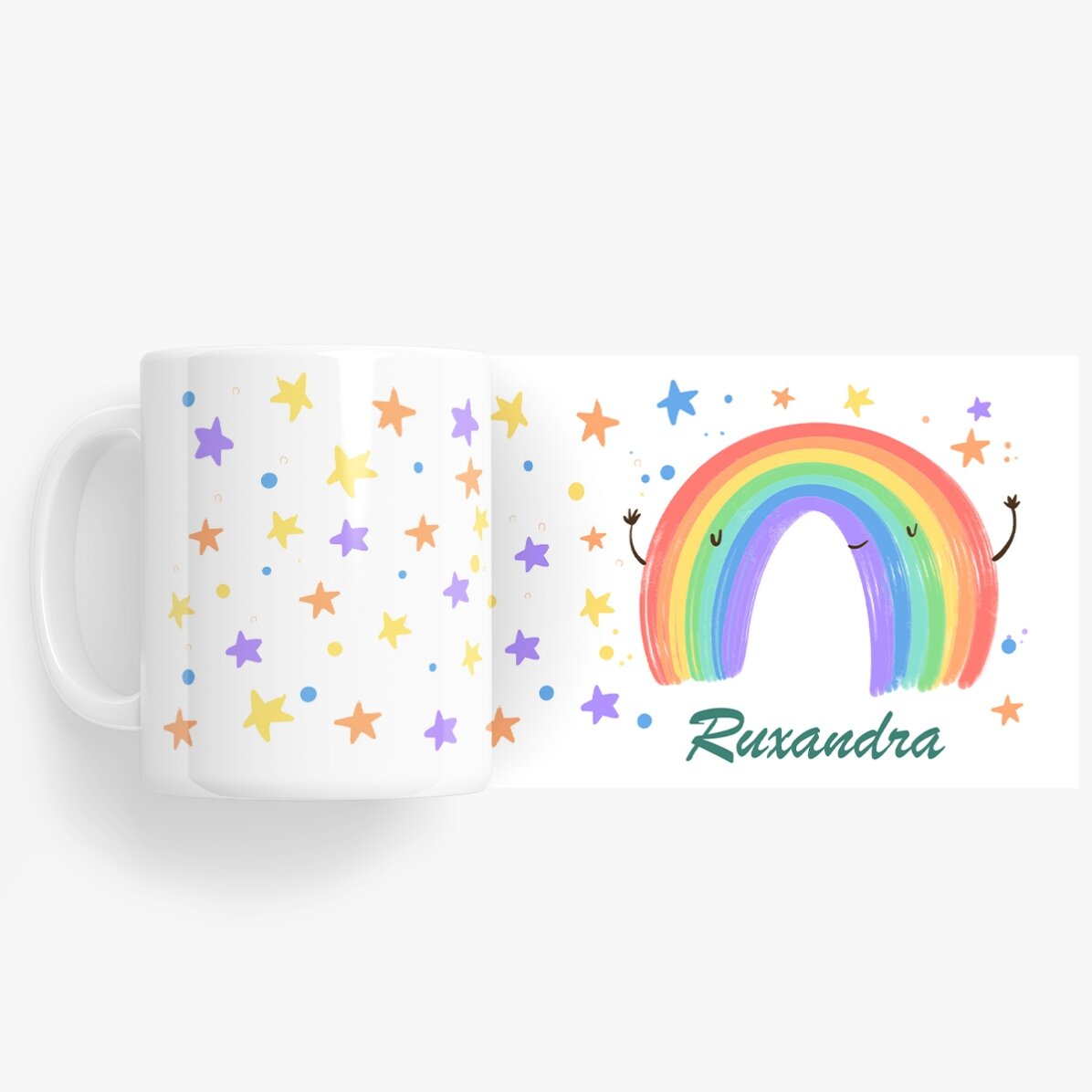 Personalisierter Becher mit Text – Rainbow