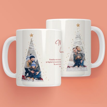 Personalisierte Tasse mit Text und 2 Fotos – Warm Christmas