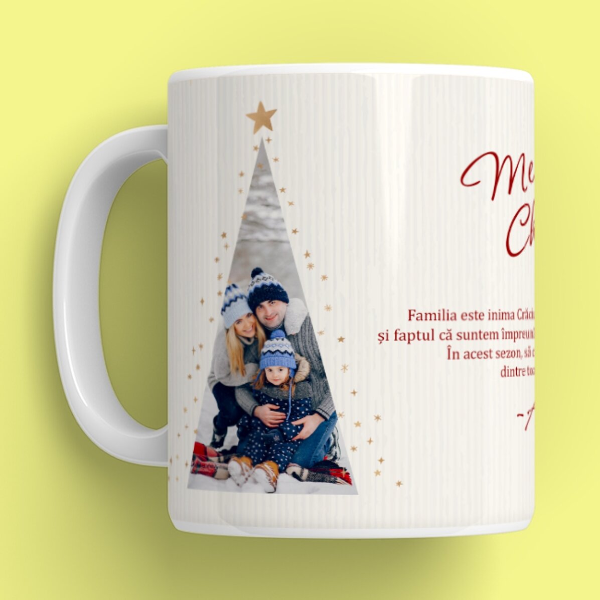 Personalisierte Tasse mit Text und 2 Fotos – Warm Christmas