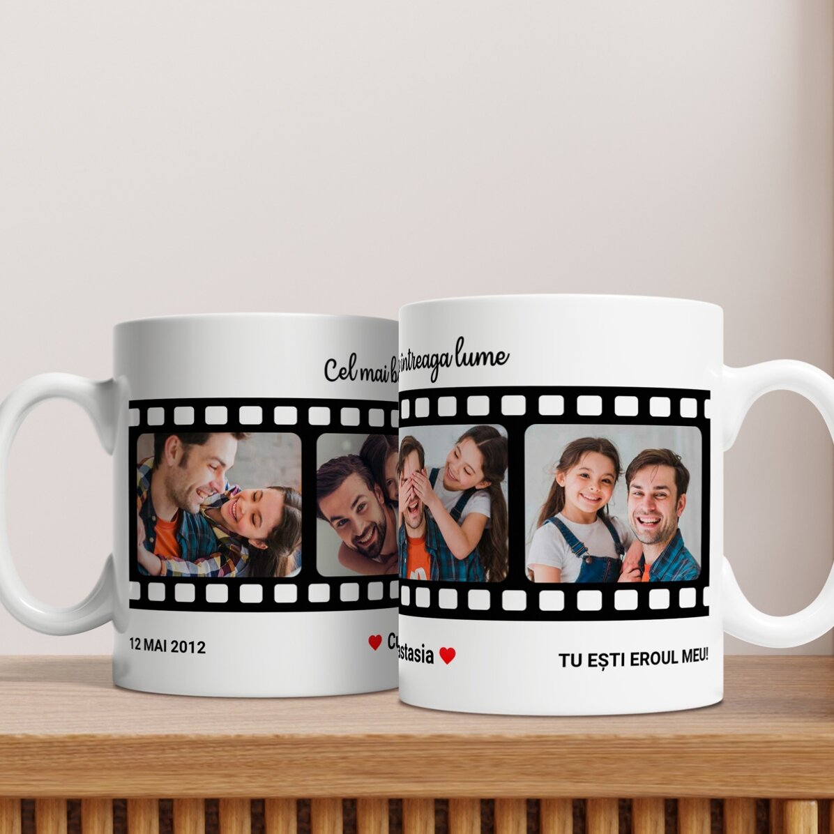 Personalisierte Tasse mit Text und 4 Fotos – Die schönsten Erinnerungen