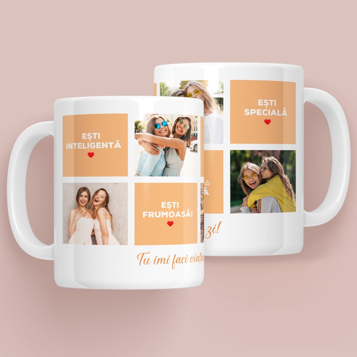 Personalisierte Tasse mit Text und 5 Fotos – Gründe, warum ich dich liebe