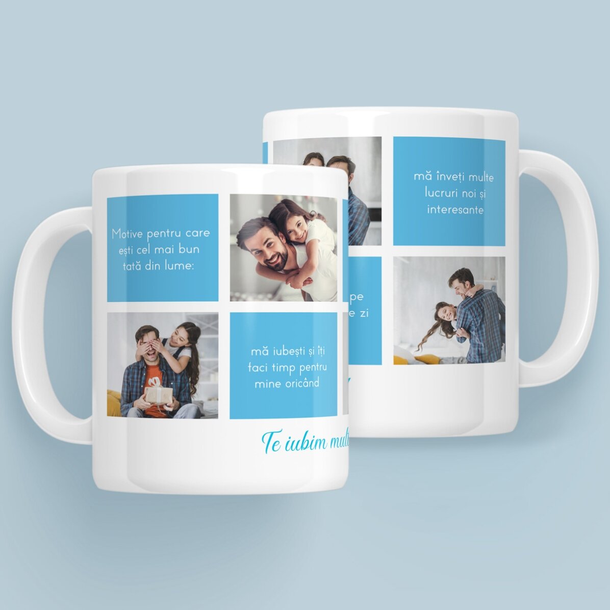 Personalisierte Tasse mit Text und 5 Fotos – Gründe, warum ich dich liebe
