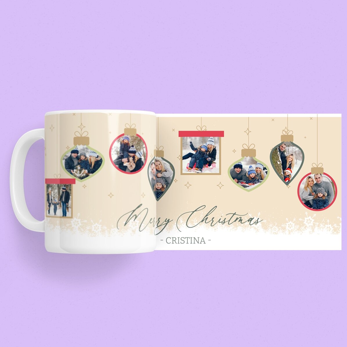 Personalisierte Tasse mit Text und Fotos – Weihnachtserinnerungen