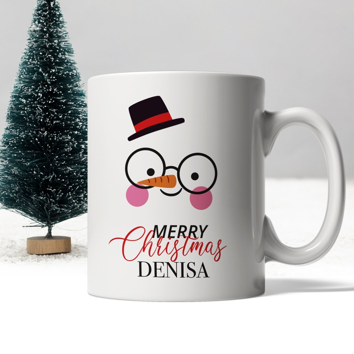 Personalisierte Tasse mit Text – Schneemann