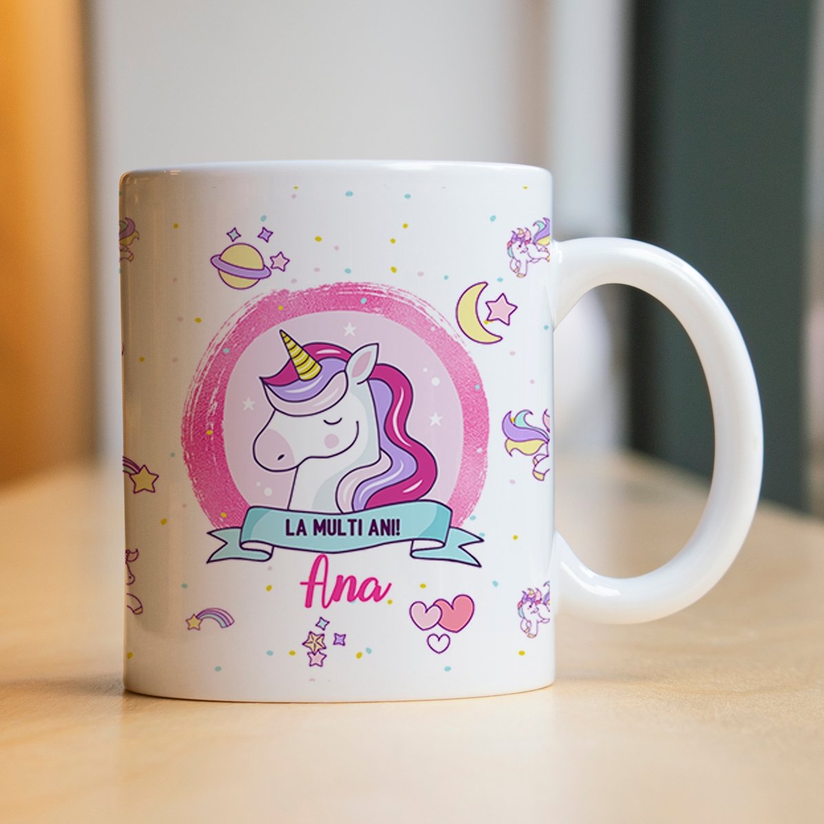Personalisierte Tasse mit Text – Einhörner