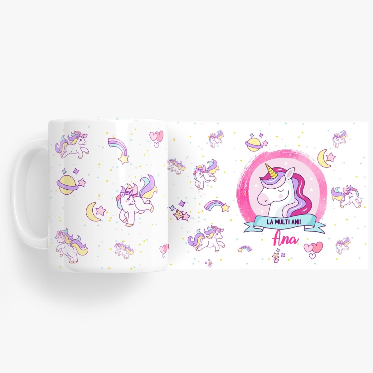 Personalisierte Tasse mit Text – Einhörner