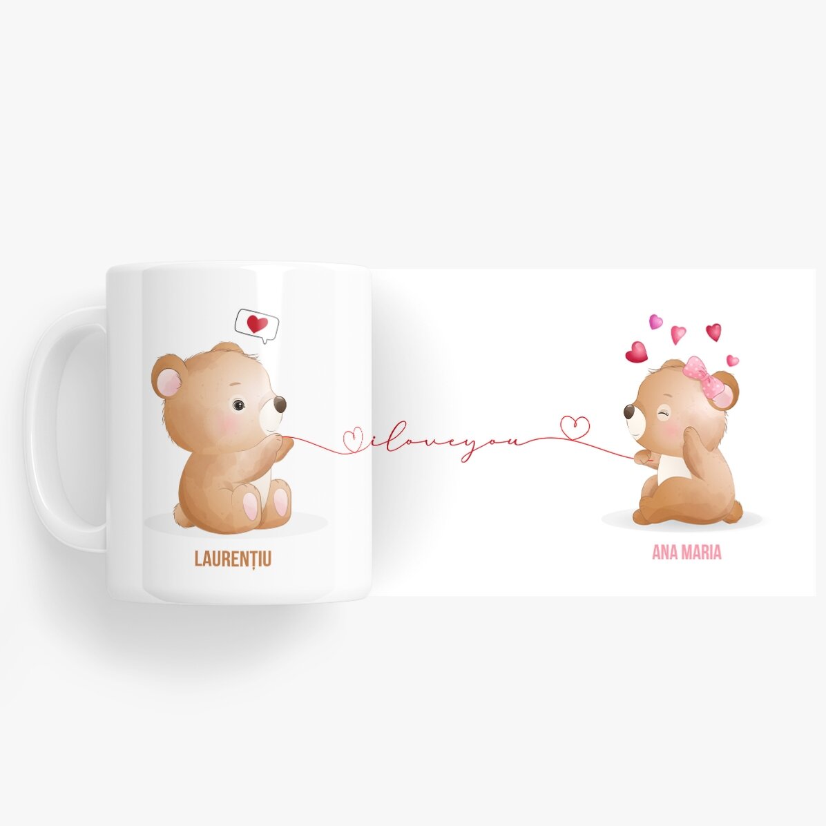 Personalisierte Tasse mit Text – Verliebte Bären