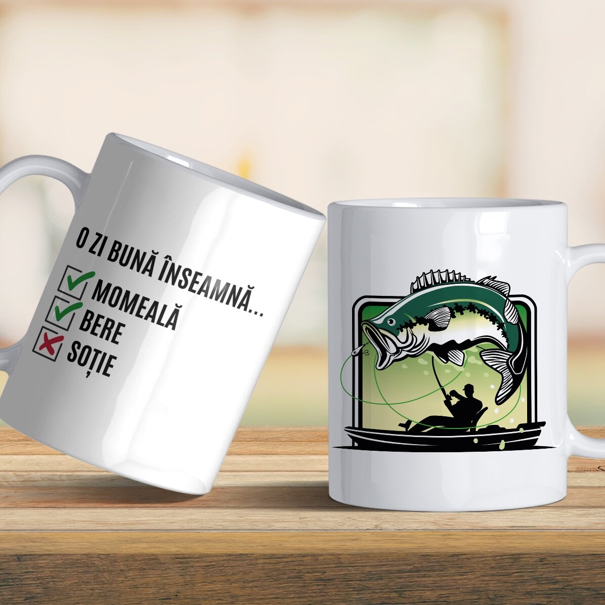 Personalisierte Tasse mit Text – Tag des Fischers