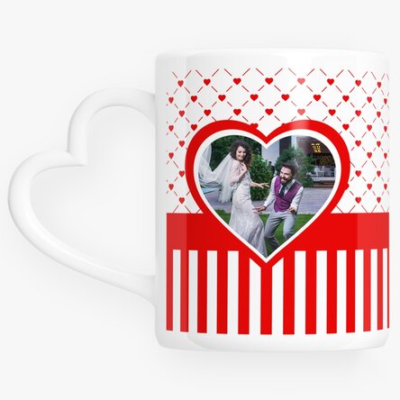 Personalised #love mug with photo and text - heart-shaped handle design