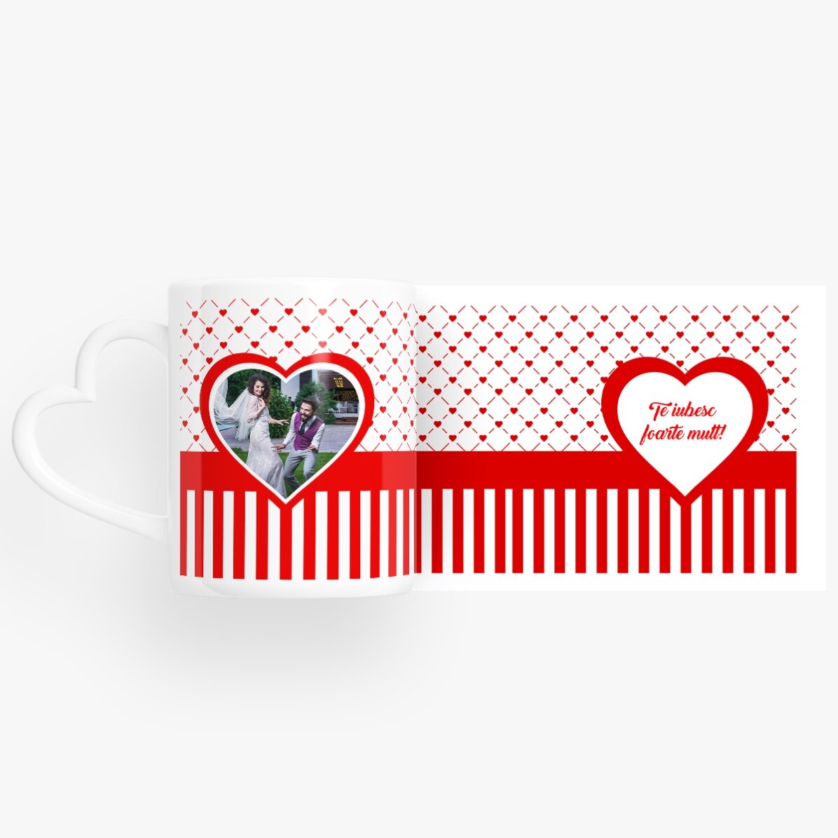 Personalised #love mug with photo and text - heart-shaped handle design