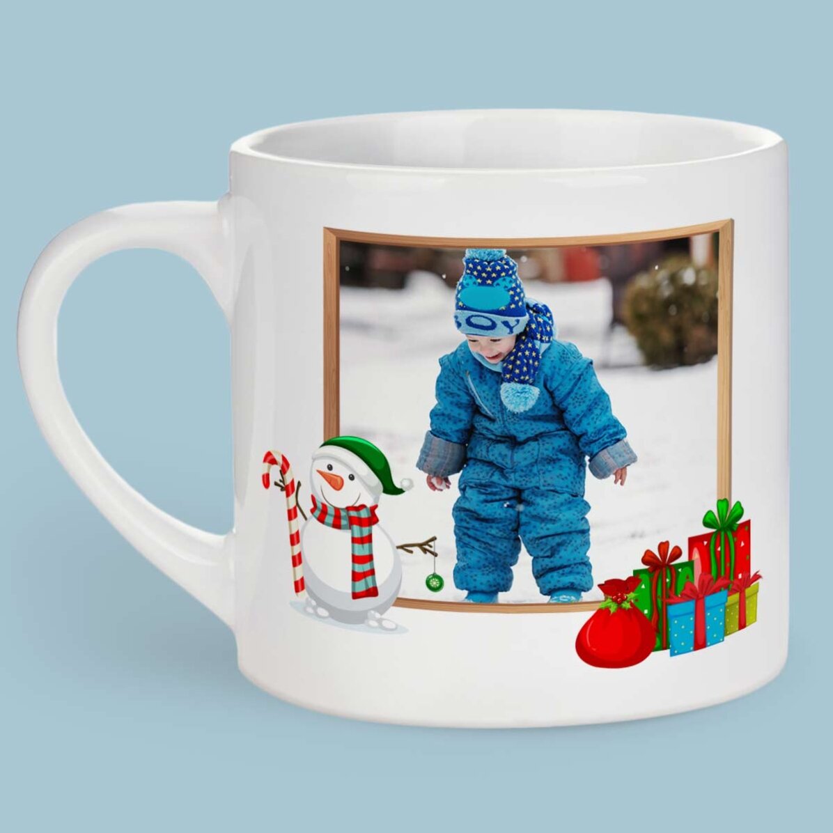 Personalisierter Kinderbecher mit Foto – Schneemann