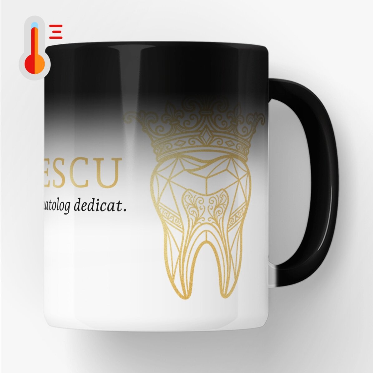 Personalisierte Thermobecher mit Text – Golden Dentist