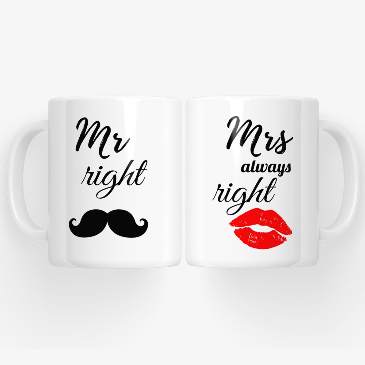 Tassen für Paare – Mr. Right und Mrs. Always Right