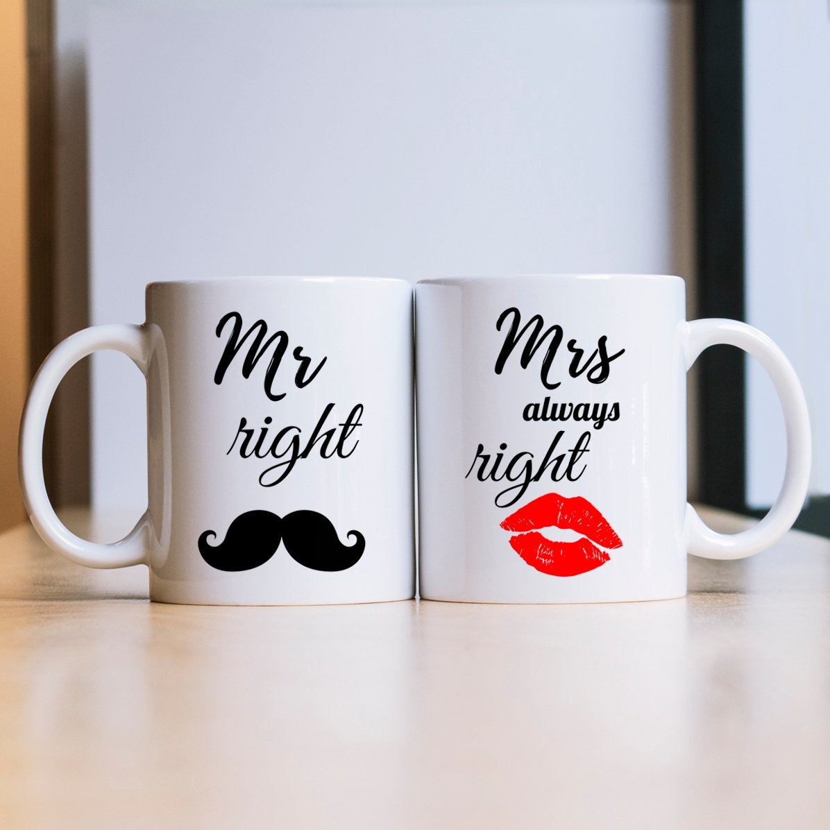 Tassen für Paare – Mr. Right und Mrs. Always Right