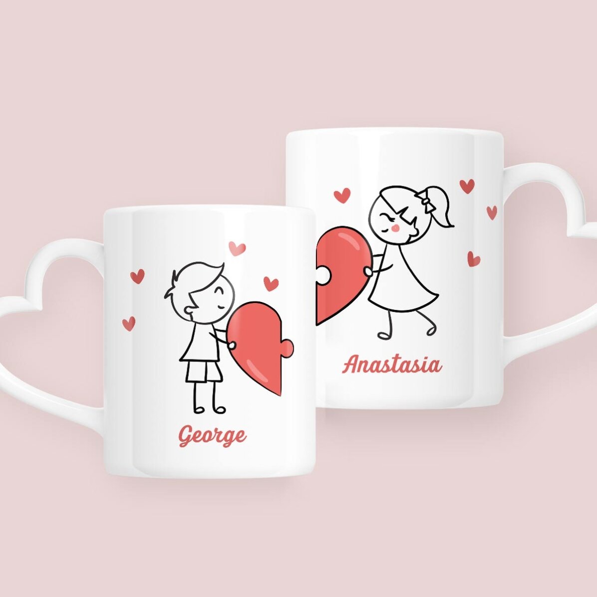 Personalisierte Tassen für Paare mit Text – Love