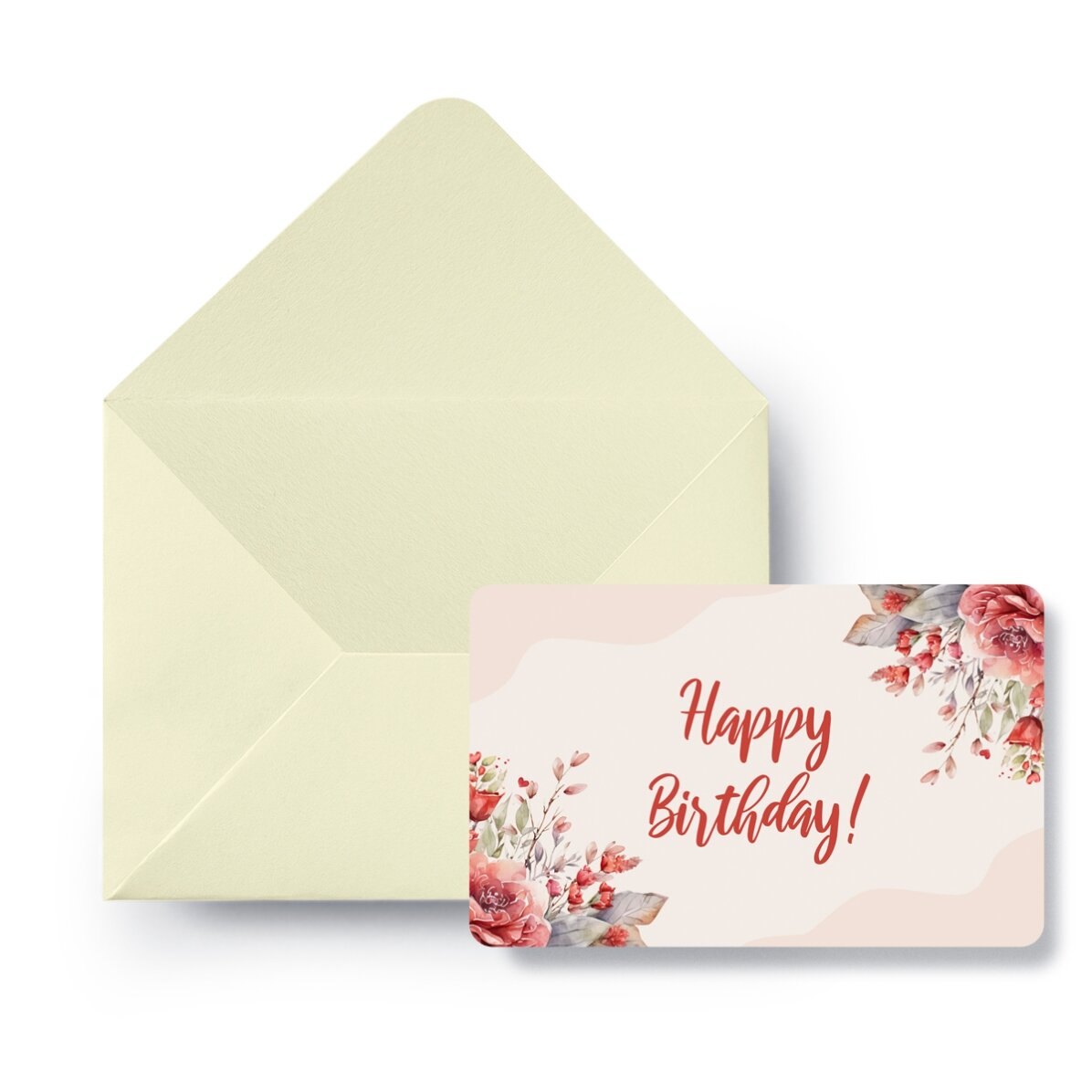 Individuell gestaltete Aluminiumkarte (Vorder- und Rückseite) mit der Aufschrift „Happy Birthday!“