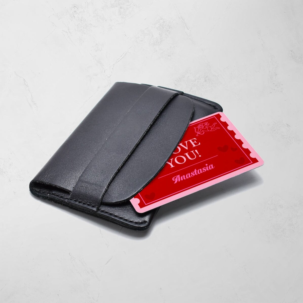 Individuell gestaltete, beidseitig bedruckte Aluminium-Rubbelkarte mit Botschaft – Love Coupon