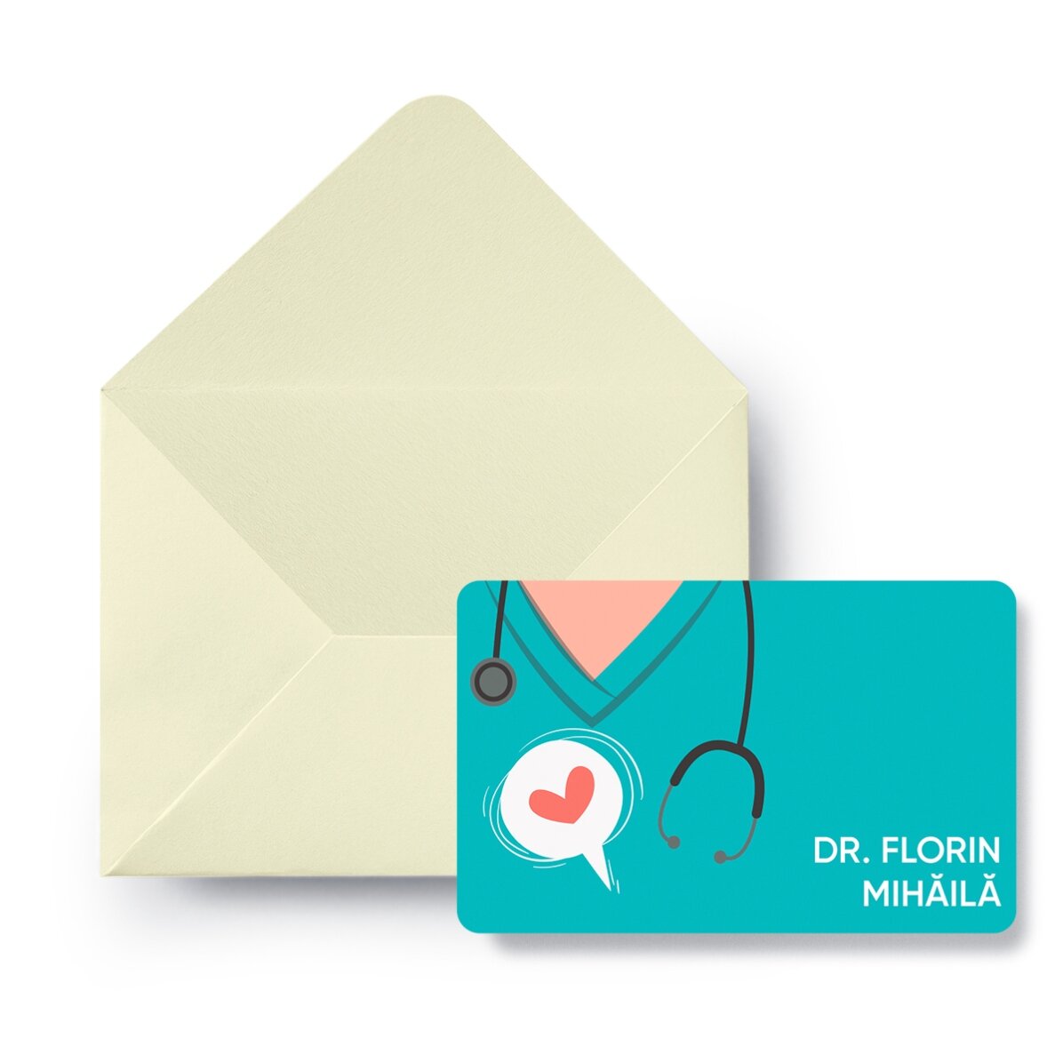 Personalised double-sided aluminium card with message for doctor/nurse