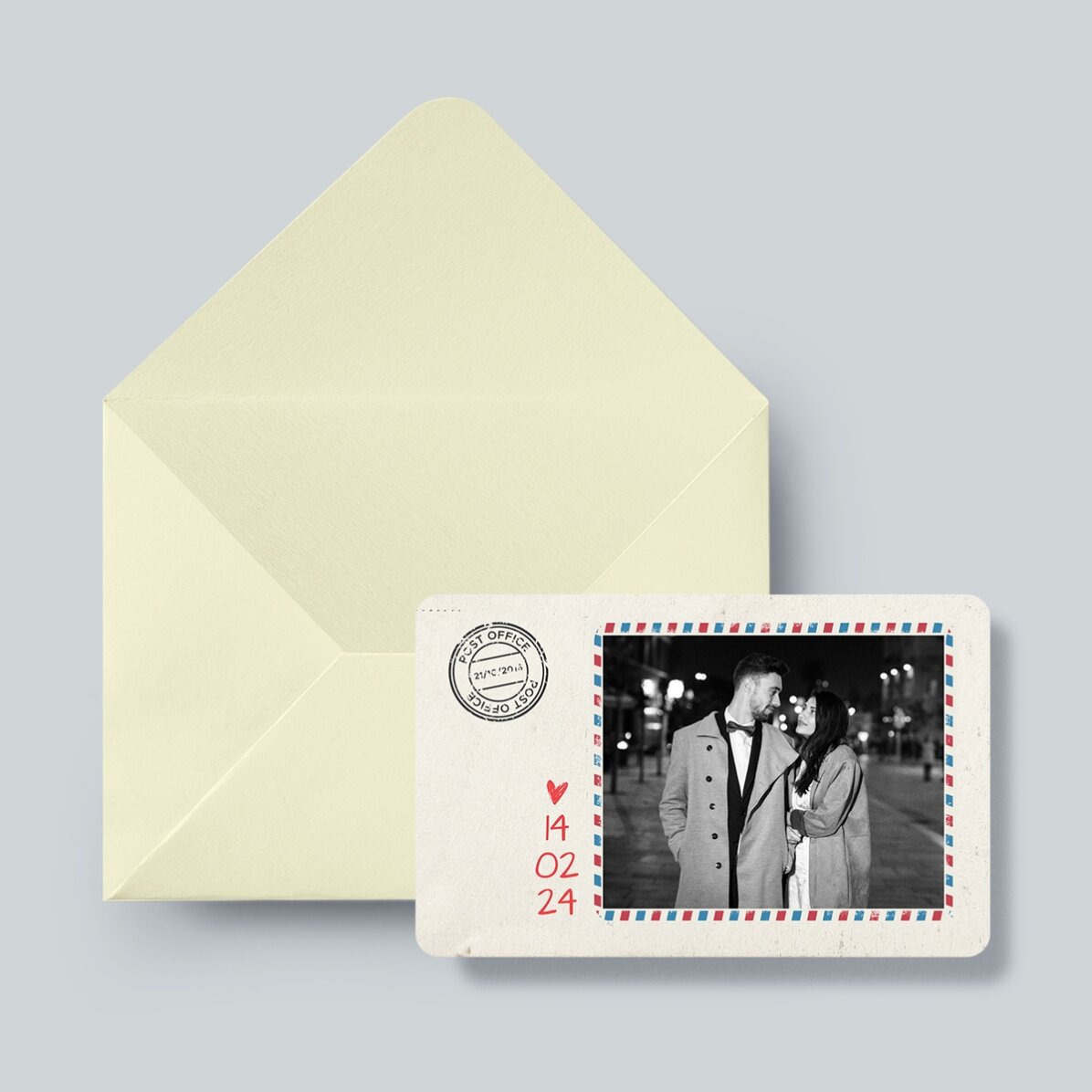 Personalised double-sided aluminium card with text and two photos - Postcard
