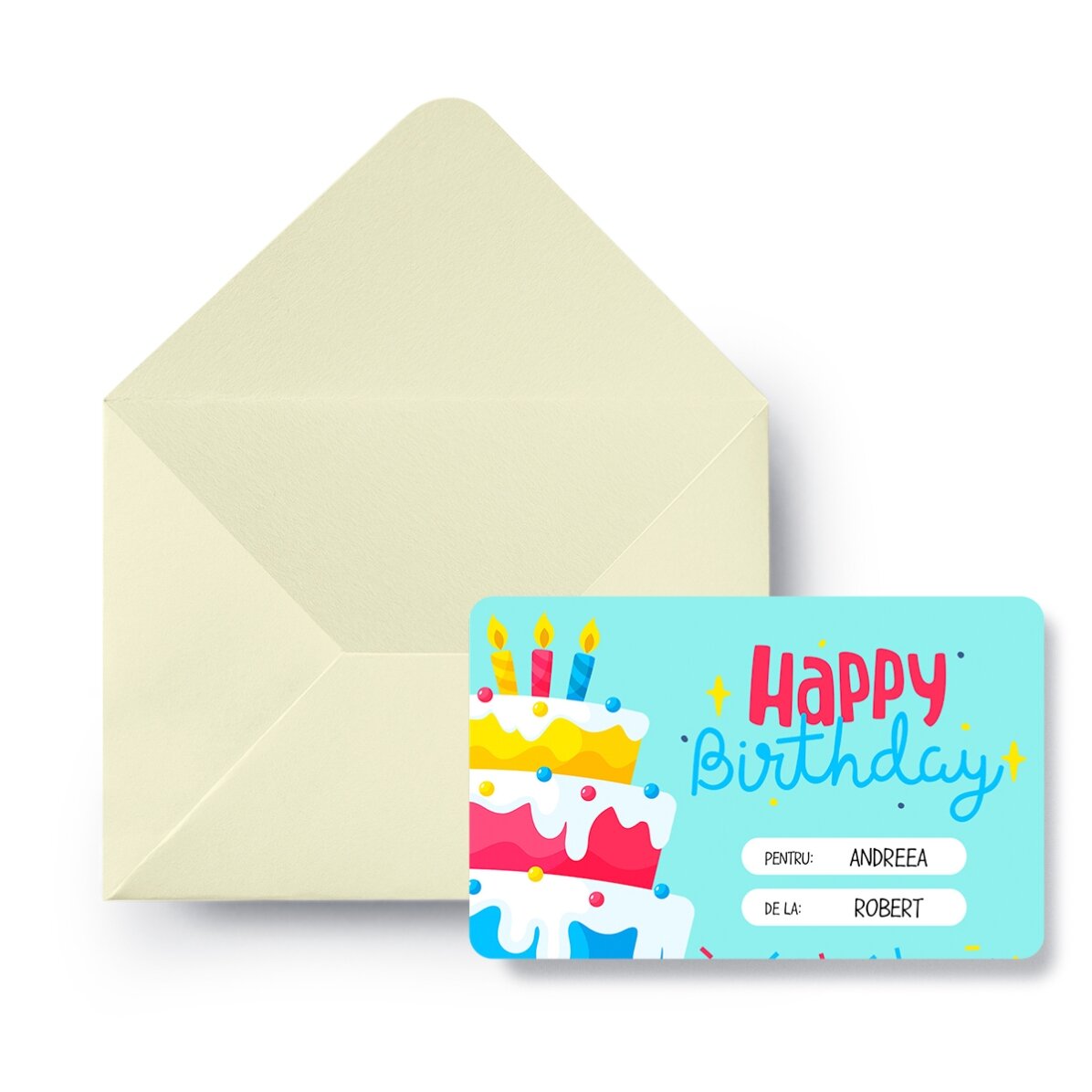 Individuell gestaltete, beidseitig bedruckte Aluminium-Rubbelkarte mit Botschaft – Happy Birthday