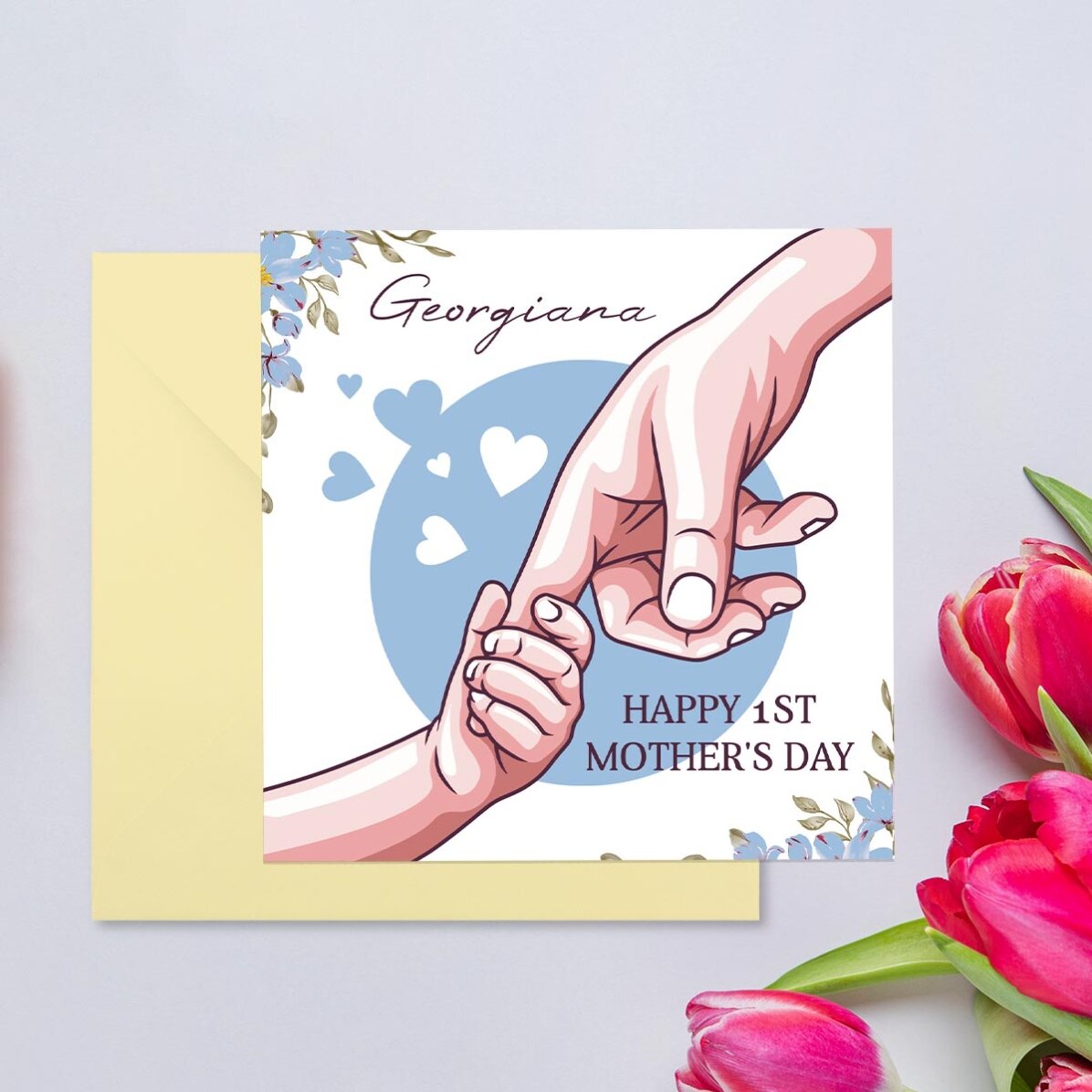 Individuell gestaltete quadratische Karte mit Text – Mama