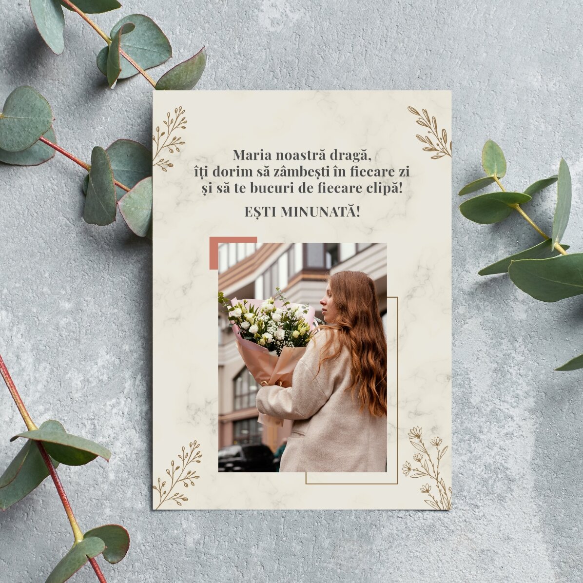 Personalised card with a photo and message for her