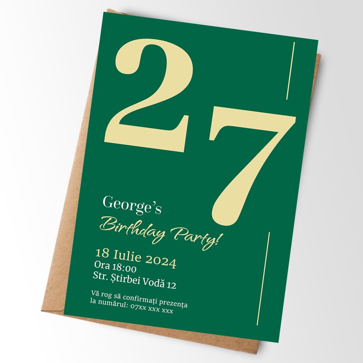 Individuell gestaltete Karte mit Text – Einladung zur Party