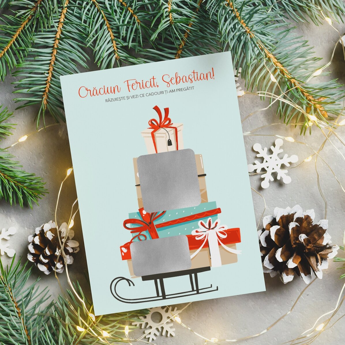Personalisierte Rubbelkarte mit Botschaft – Weihnachtsgeschenk
