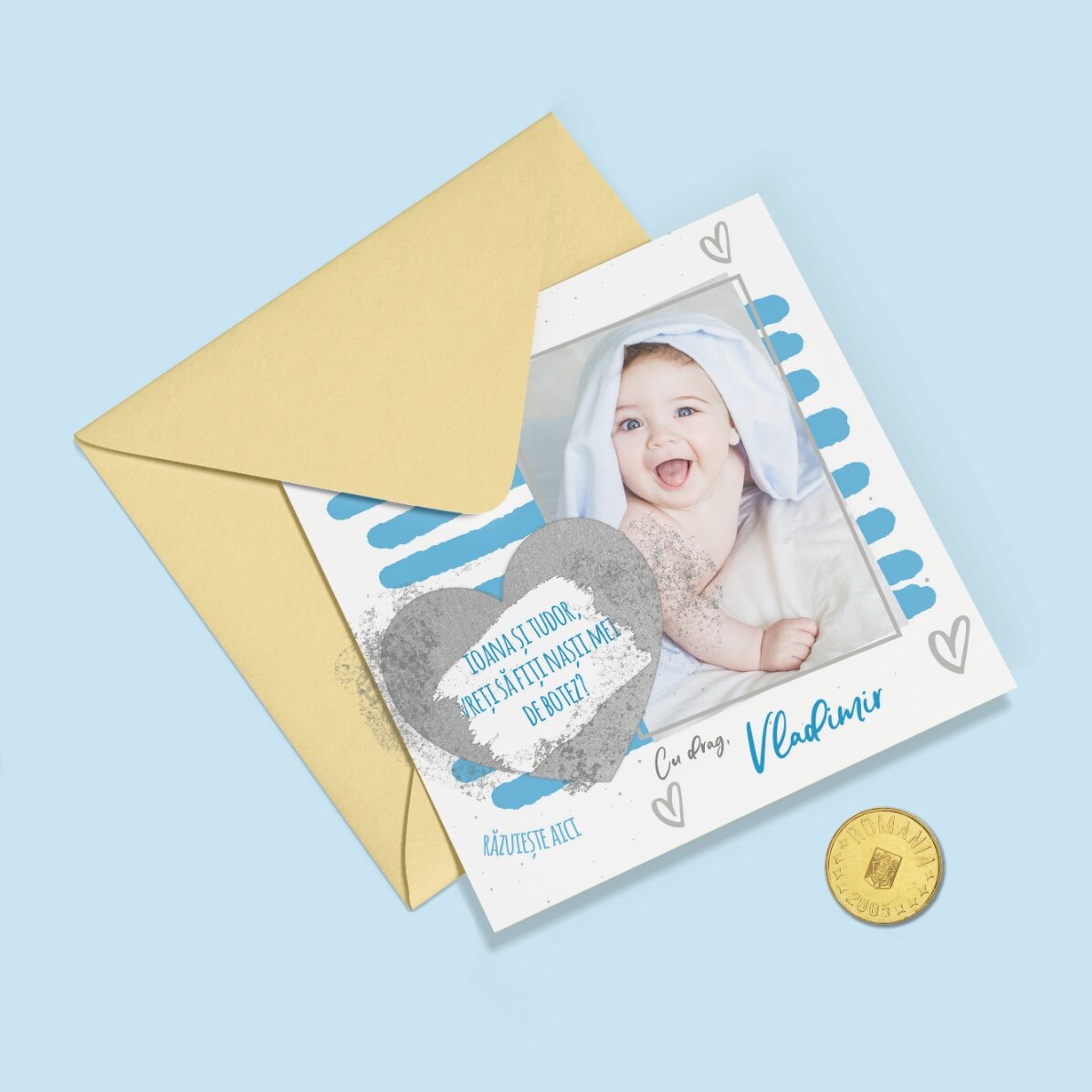 Personalisierte Rubbelkarte mit Botschaft und Foto – Love