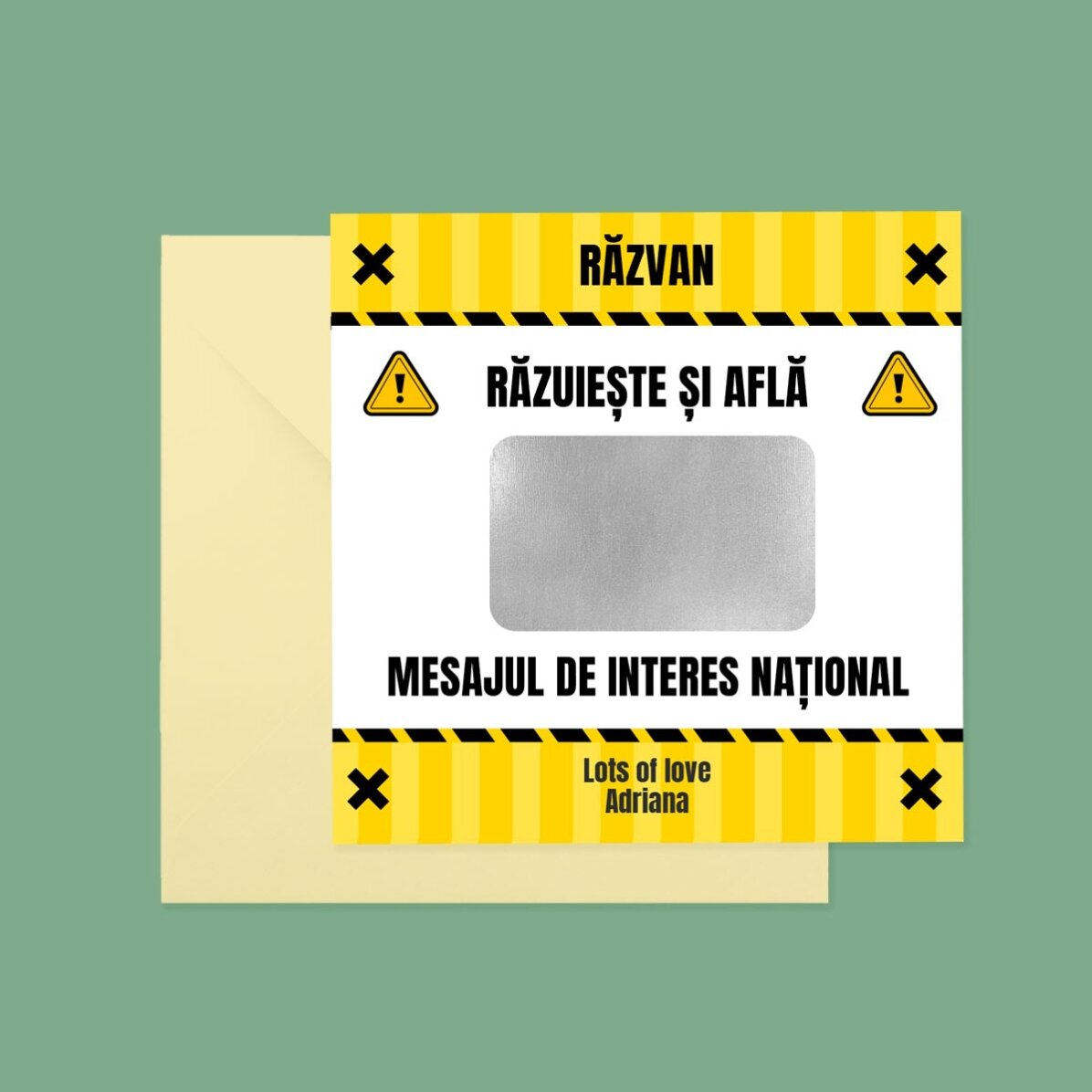Personalisierte Rubbelkarte mit Text – Interes National
