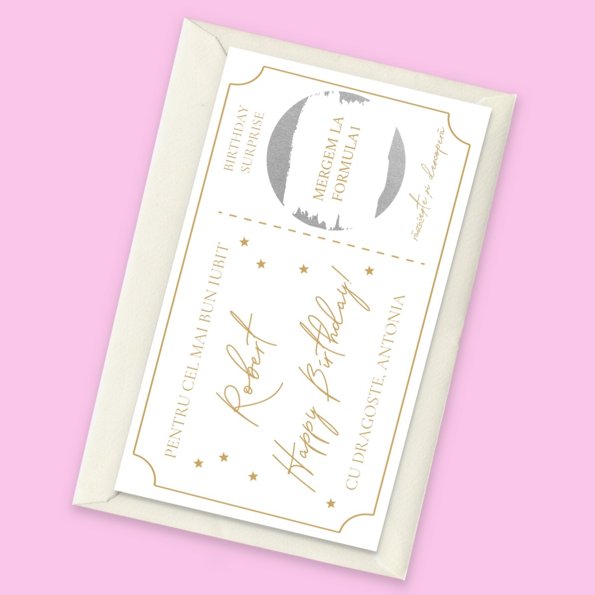 Personalised scratch card with text - Ticket