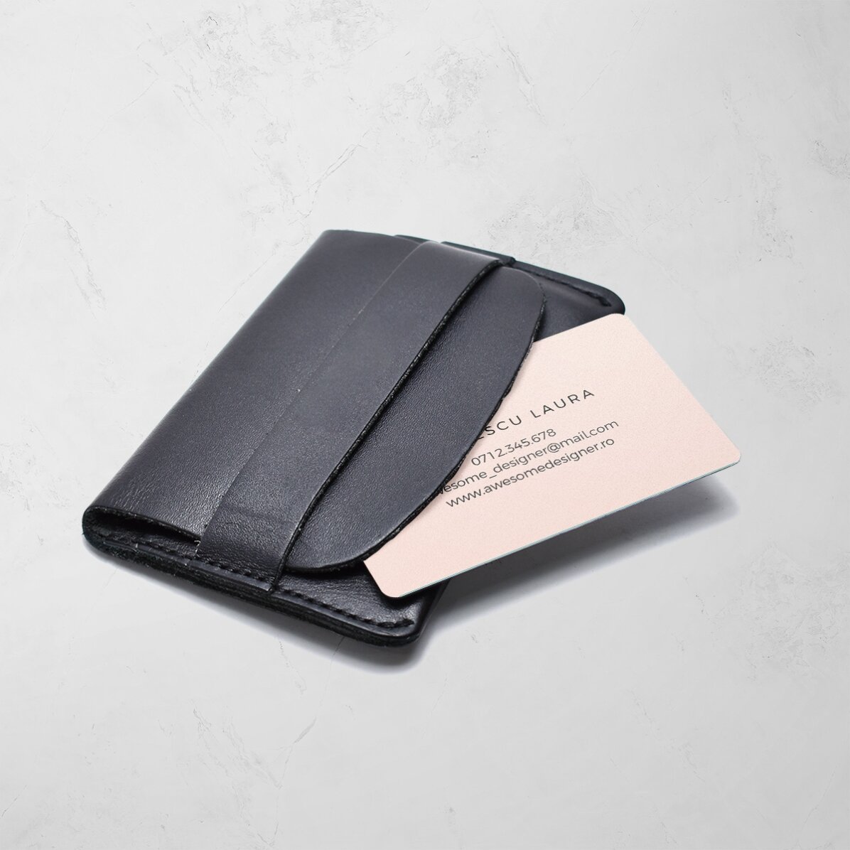 Personalised double-sided aluminium business card with text - SIMPLE