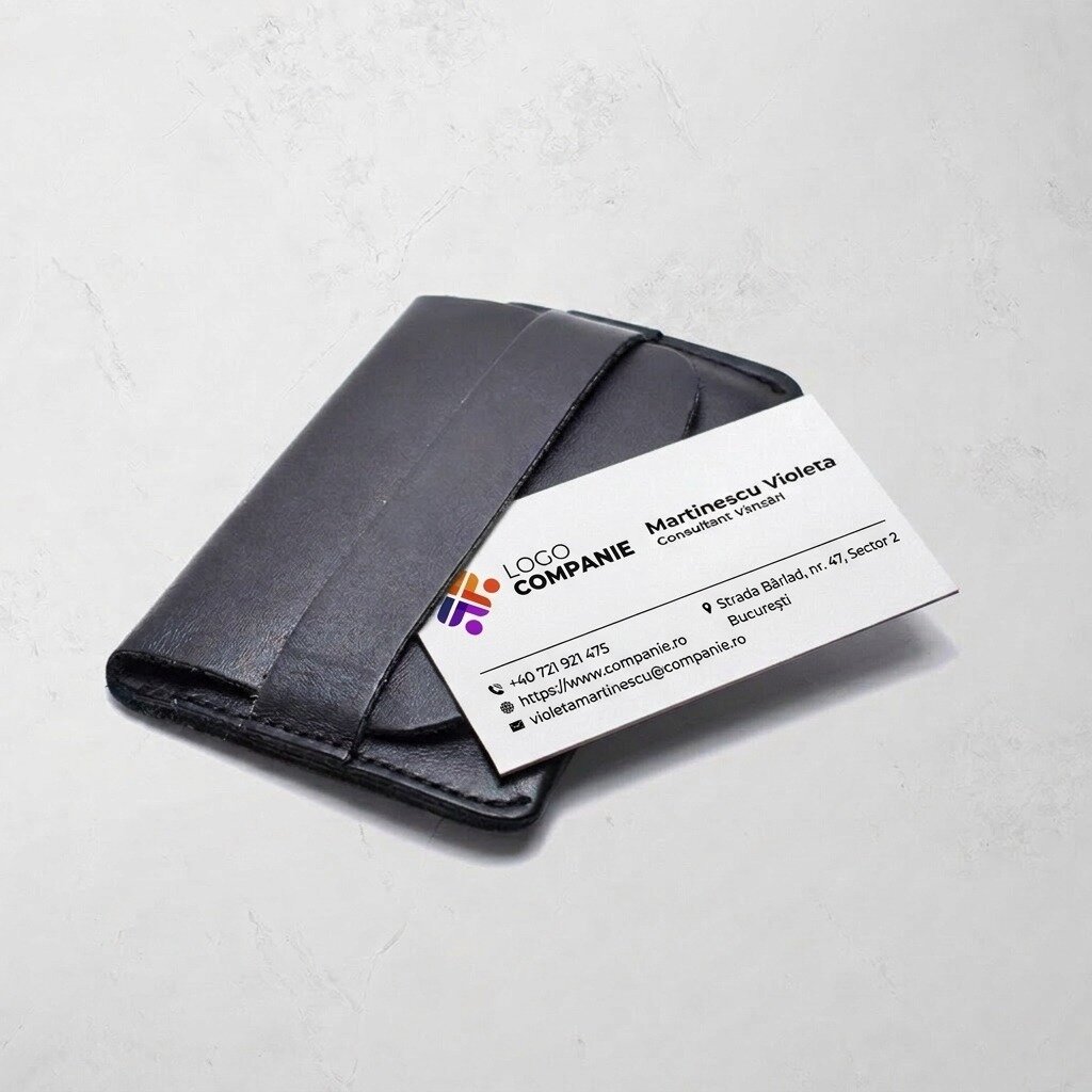 Individuell gestaltete, beidseitig bedruckte Visitenkarten aus Papier mit QR-Code und Kontaktdaten