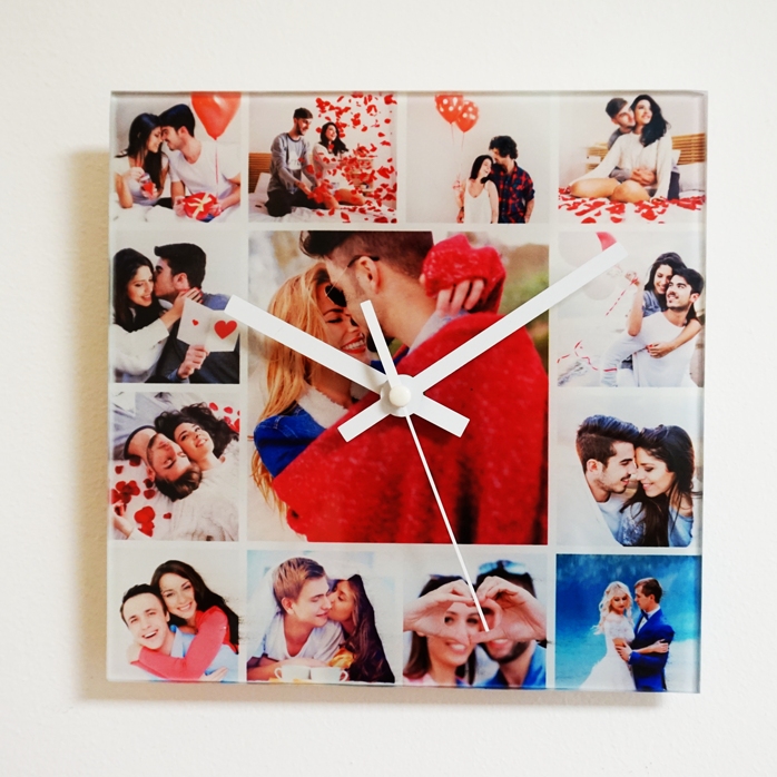 Personalisierte quadratische Uhr mit 13 Fotos