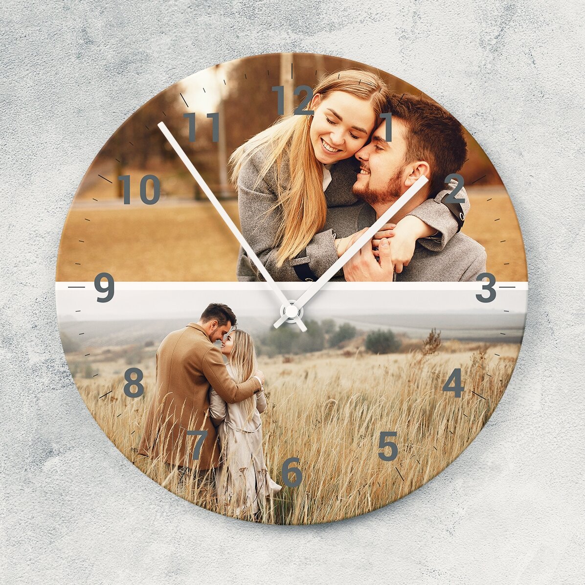 Personalisierte Uhr mit 2 Fotos und Ziffern