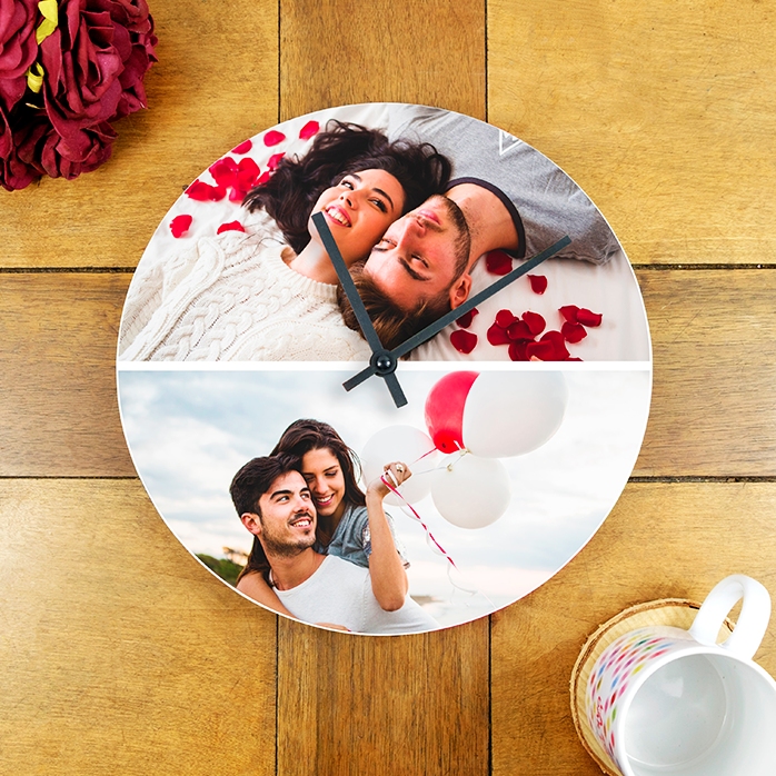 Personalisierte Uhr mit 2 Fotos