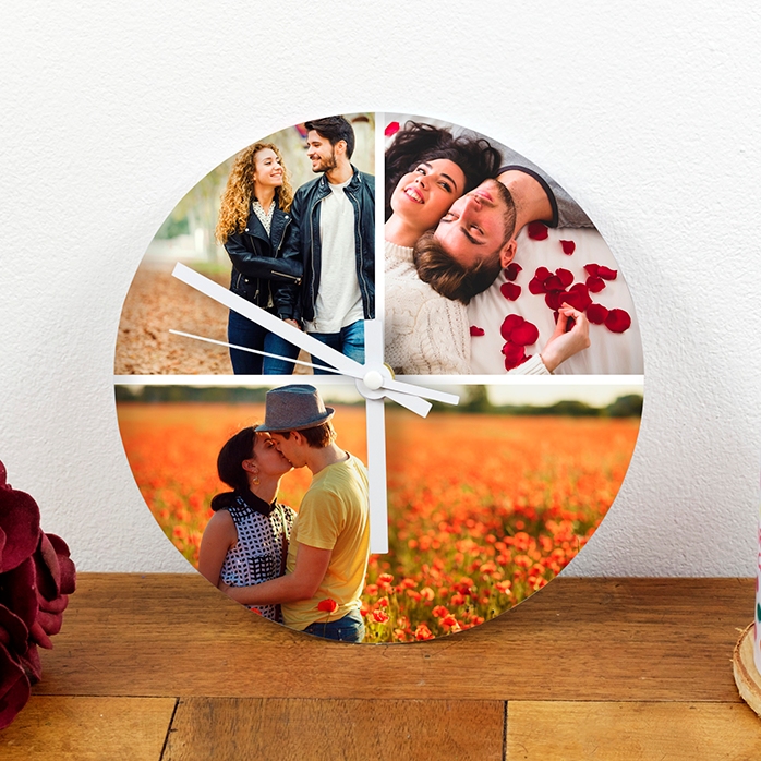 Personalisierte Uhr mit 3 Fotos