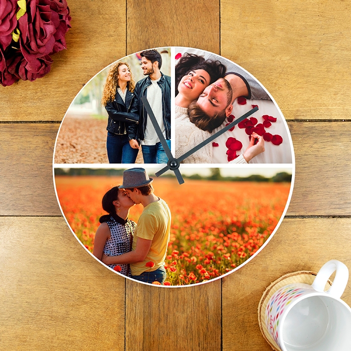 Personalisierte Uhr mit 3 Fotos