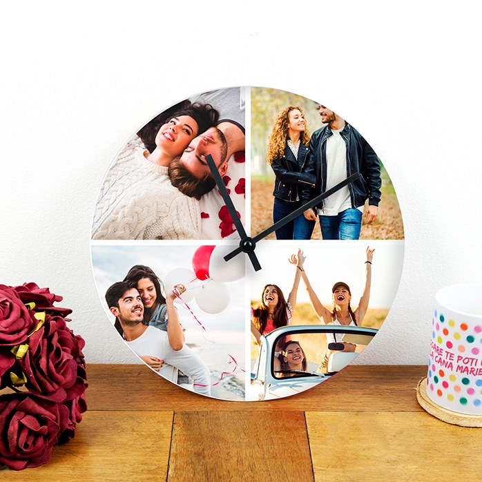 Personalisierte Uhr mit 4 Fotos