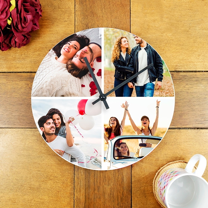 Personalisierte Uhr mit 4 Fotos