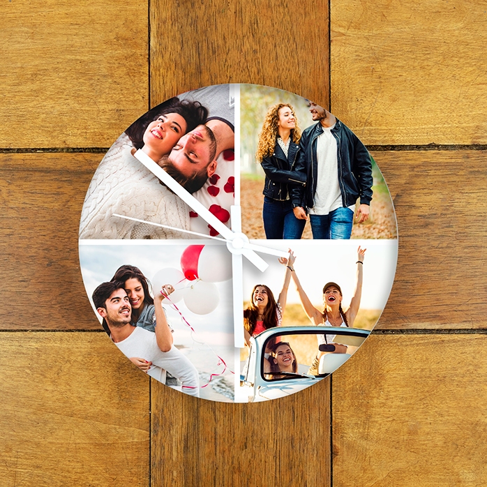 Personalisierte Uhr mit 4 Fotos