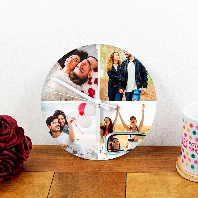 Personalisierte Uhr mit 4 Fotos